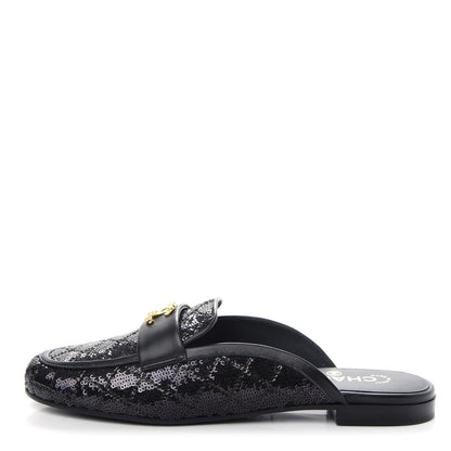 Chanel Sequin Lambskin Quilted CC Mules 41 Black 1 of 11