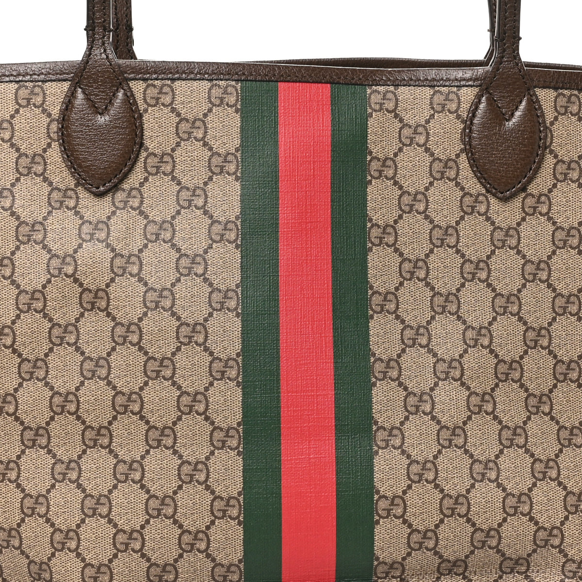 Gucci GG Supreme Monogram Textured Dollar Calfskin Web Large Ophidia Tote Beige Ebony New Acero 8 of 10