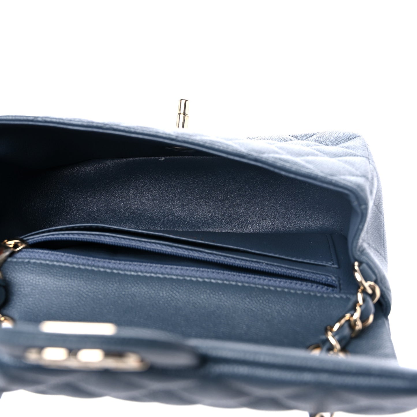 Caviar Quilted Mini Rectangular Flap Dark Grey