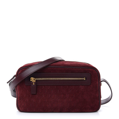 Saint Laurent Suede Monogram All Over Camera Bag Burgundy 1 of 9