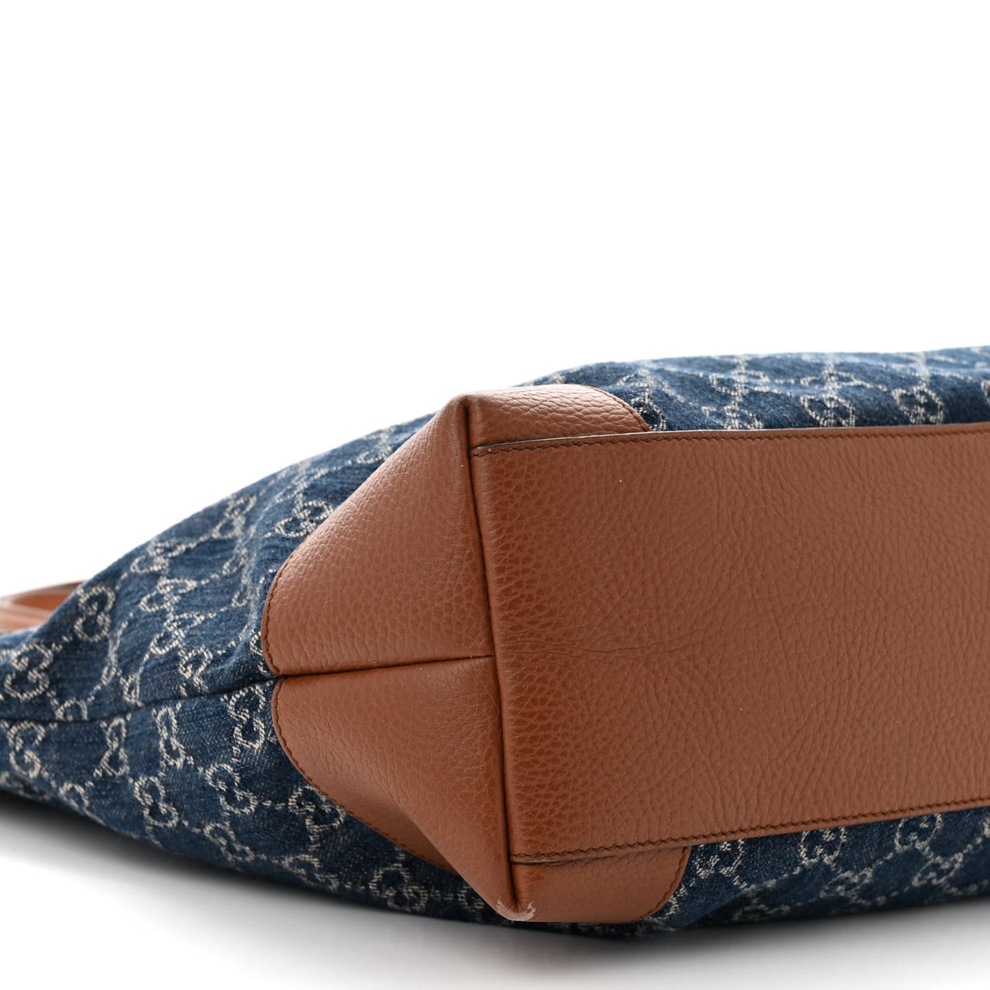 New Denim GG Monogram Medium Ophidia Shopping Tote Blue Tea Cuir