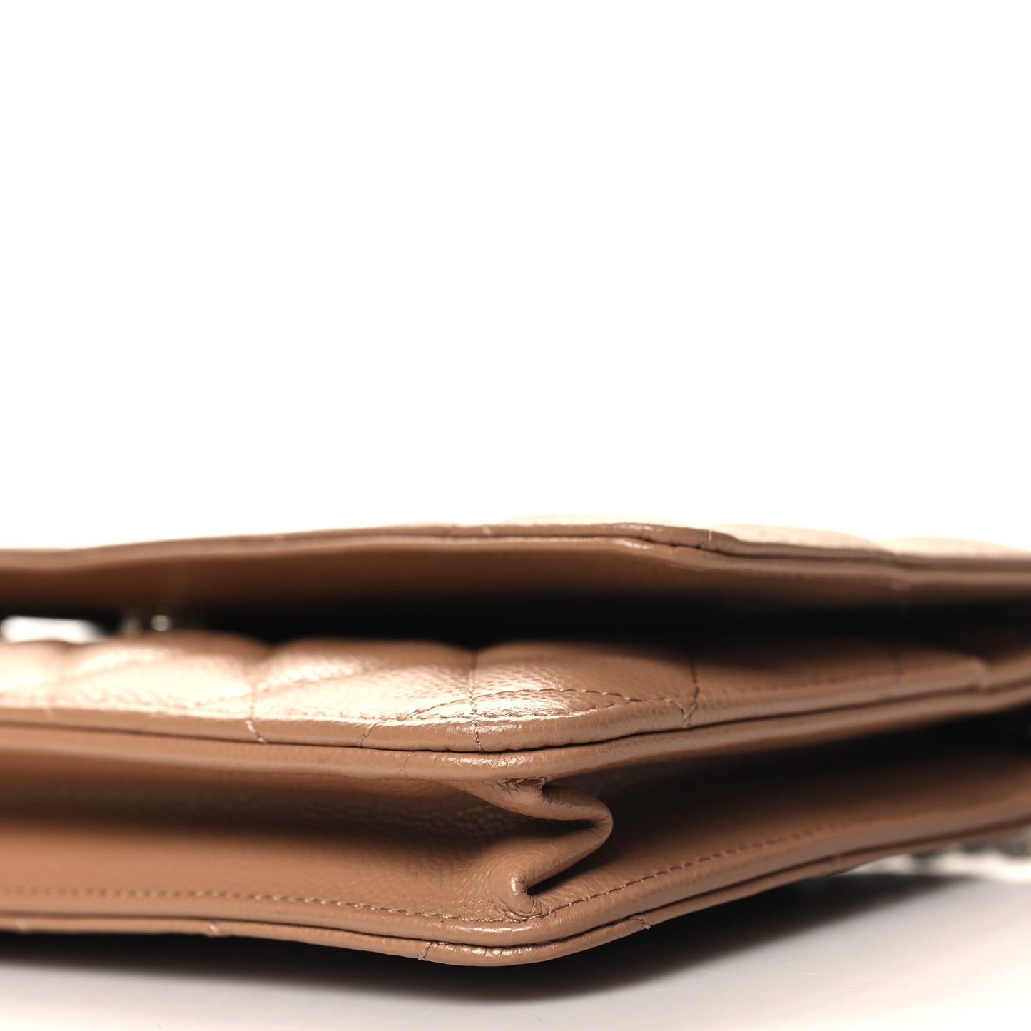 Caviar Quilted Wallet on Chain WOC Beige