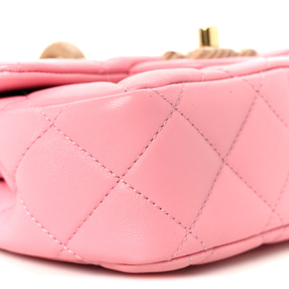 Chanel Lambskin Wenge Quilted Mini Fashion Wood Square Flap Pink 10 of 11