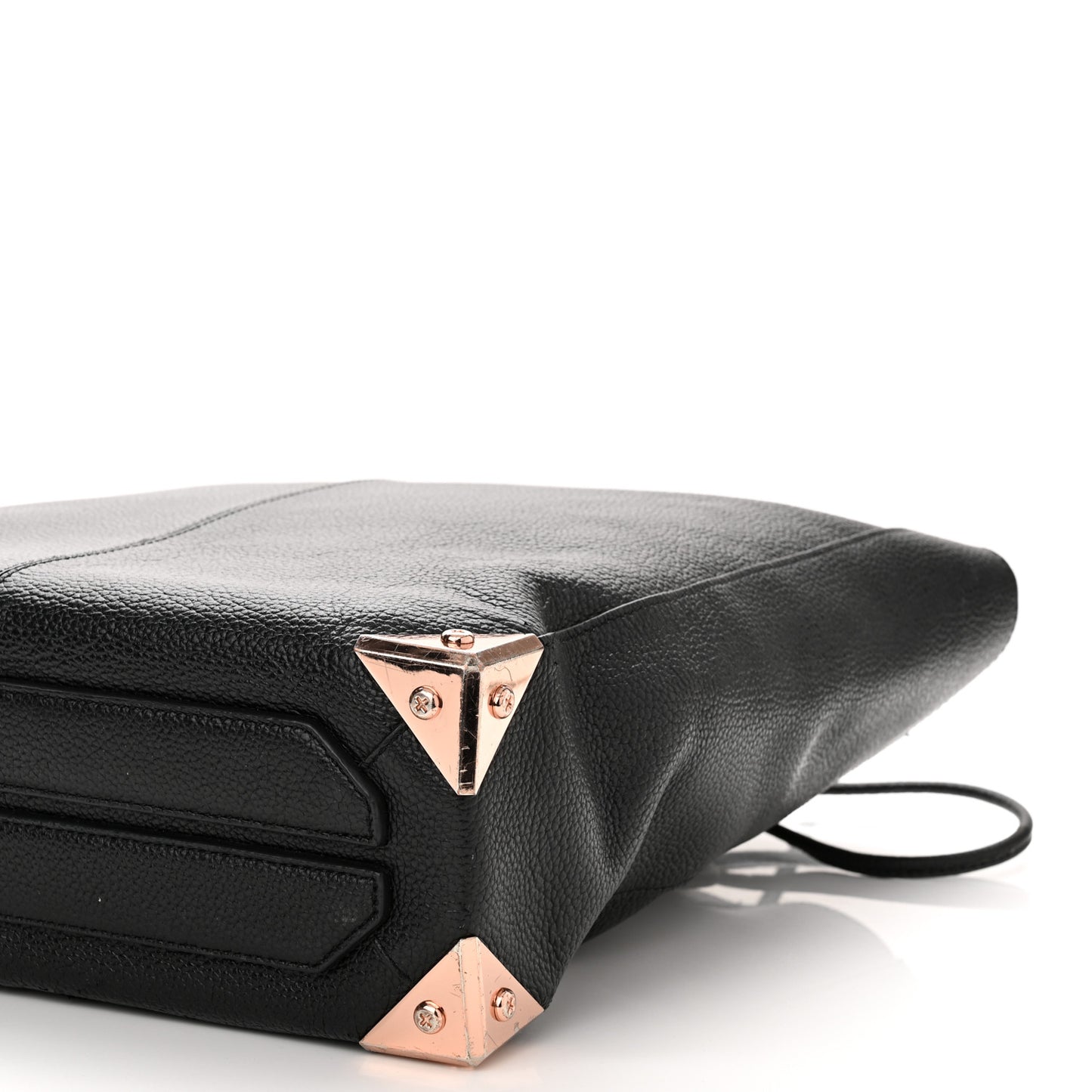 Pebbled Calfskin Large Prisma Skeletal Tote Black Rose Gold Hardware
