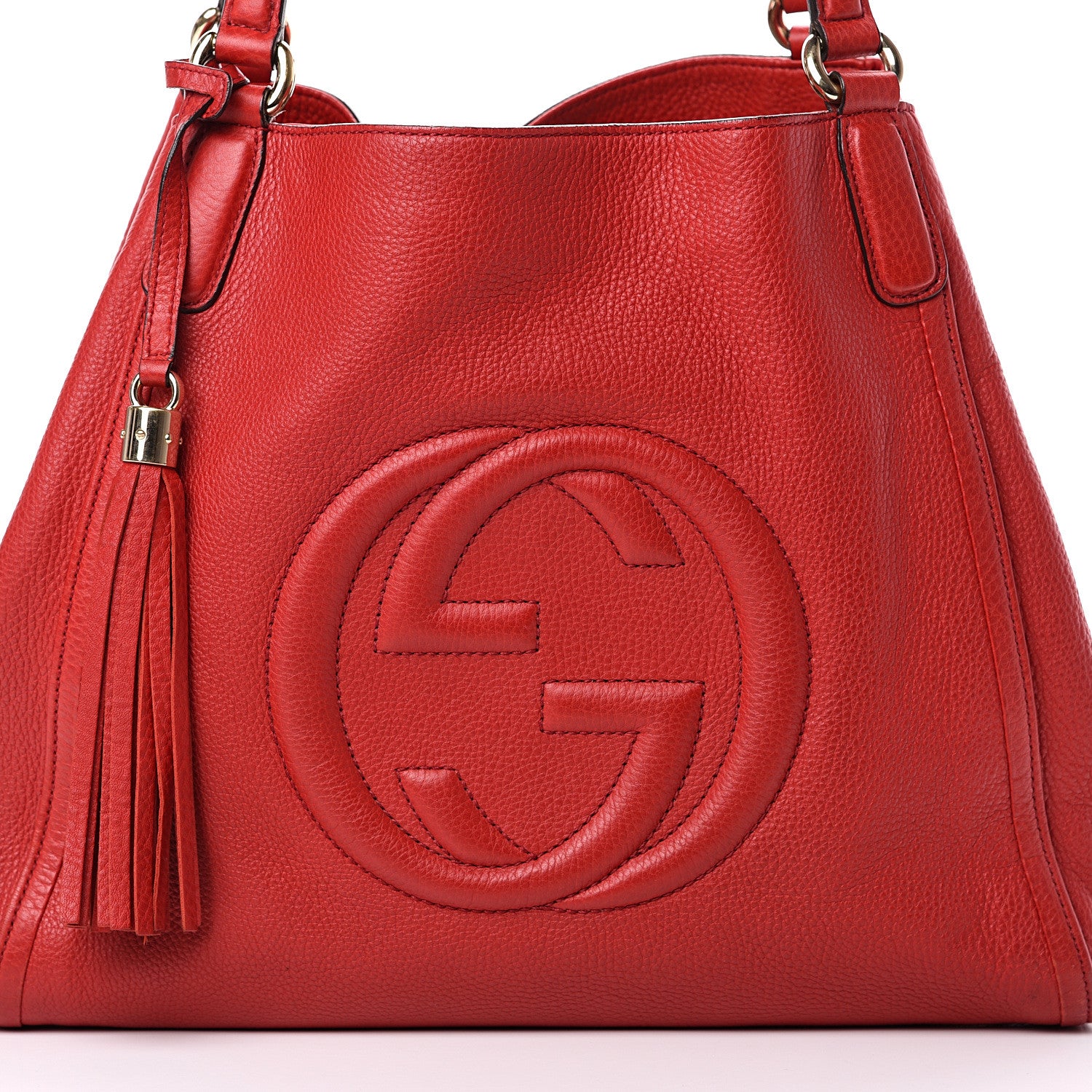 Gucci Pebbled Calfskin Medium Soho Shoulder Bag Red 7 of 14