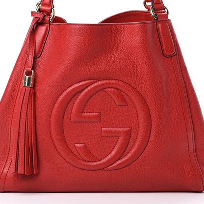 Gucci Pebbled Calfskin Medium Soho Shoulder Bag Red 7 of 14