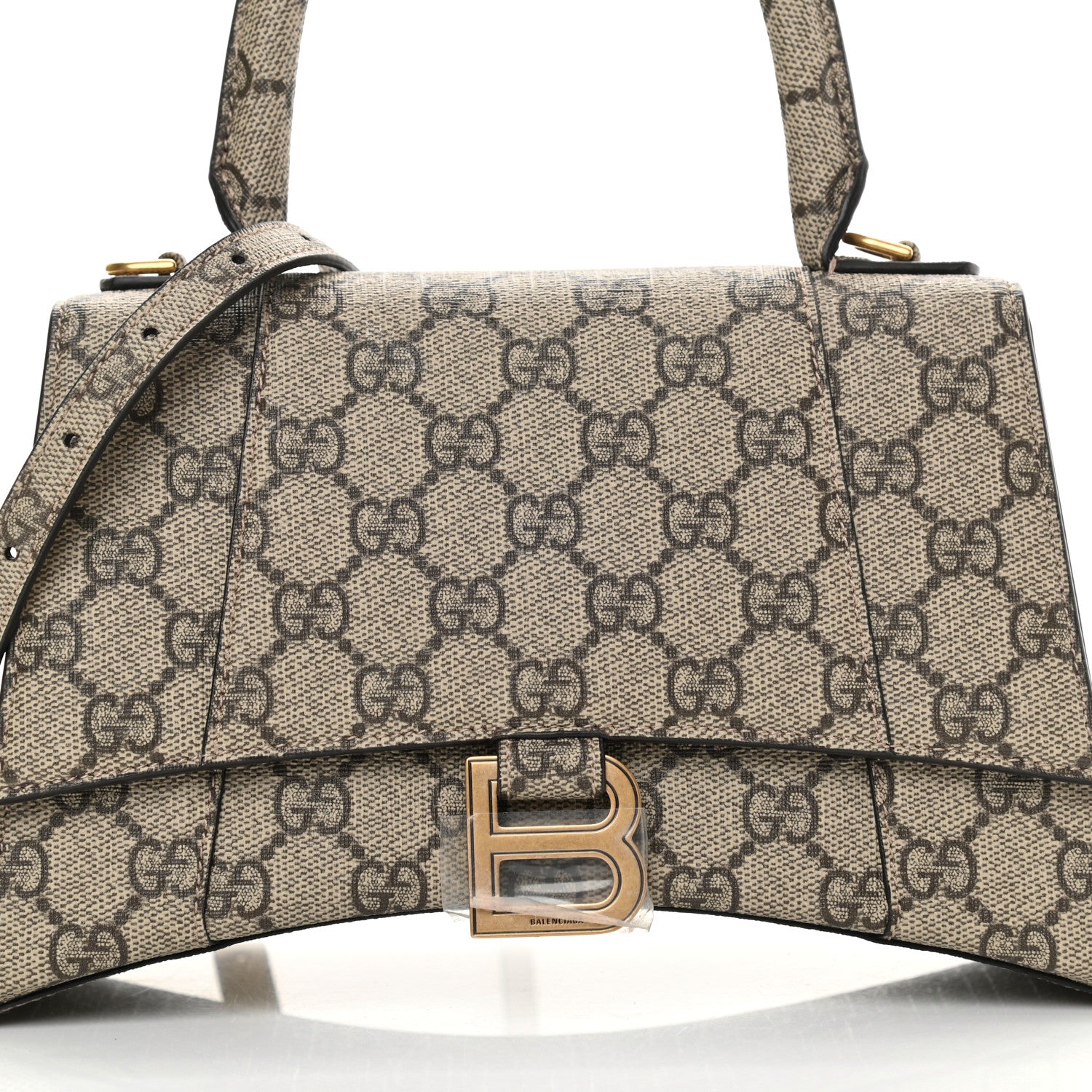 Balenciaga X GUCCI GG Supreme Monogram Small Hourglass Top Handle Bag Beige Ebony 8 of 13
