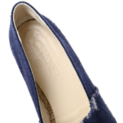 Chanel Denim Toile CC Espadrilles 39 Navy Black 8 of 10