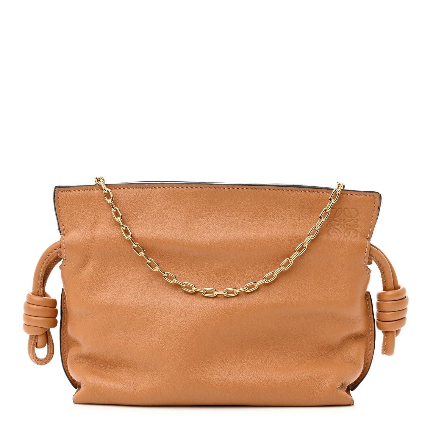 Calfskin Nano Flamenco Knot Clutch Warm Desert