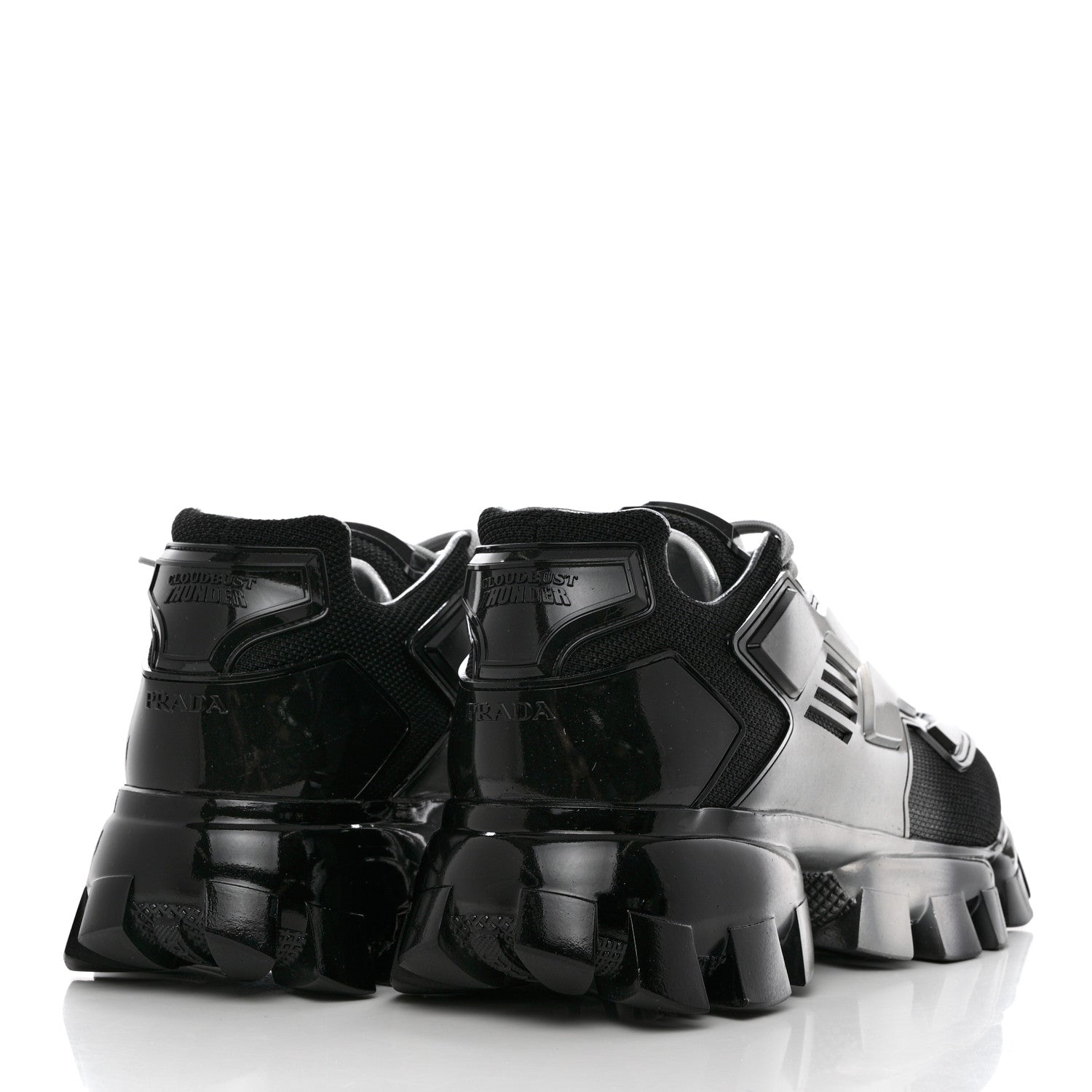 Prada Rubber Knit Fabric Mens Cloudbust Thunder Sneakers 9 Argento Black 4 of 10