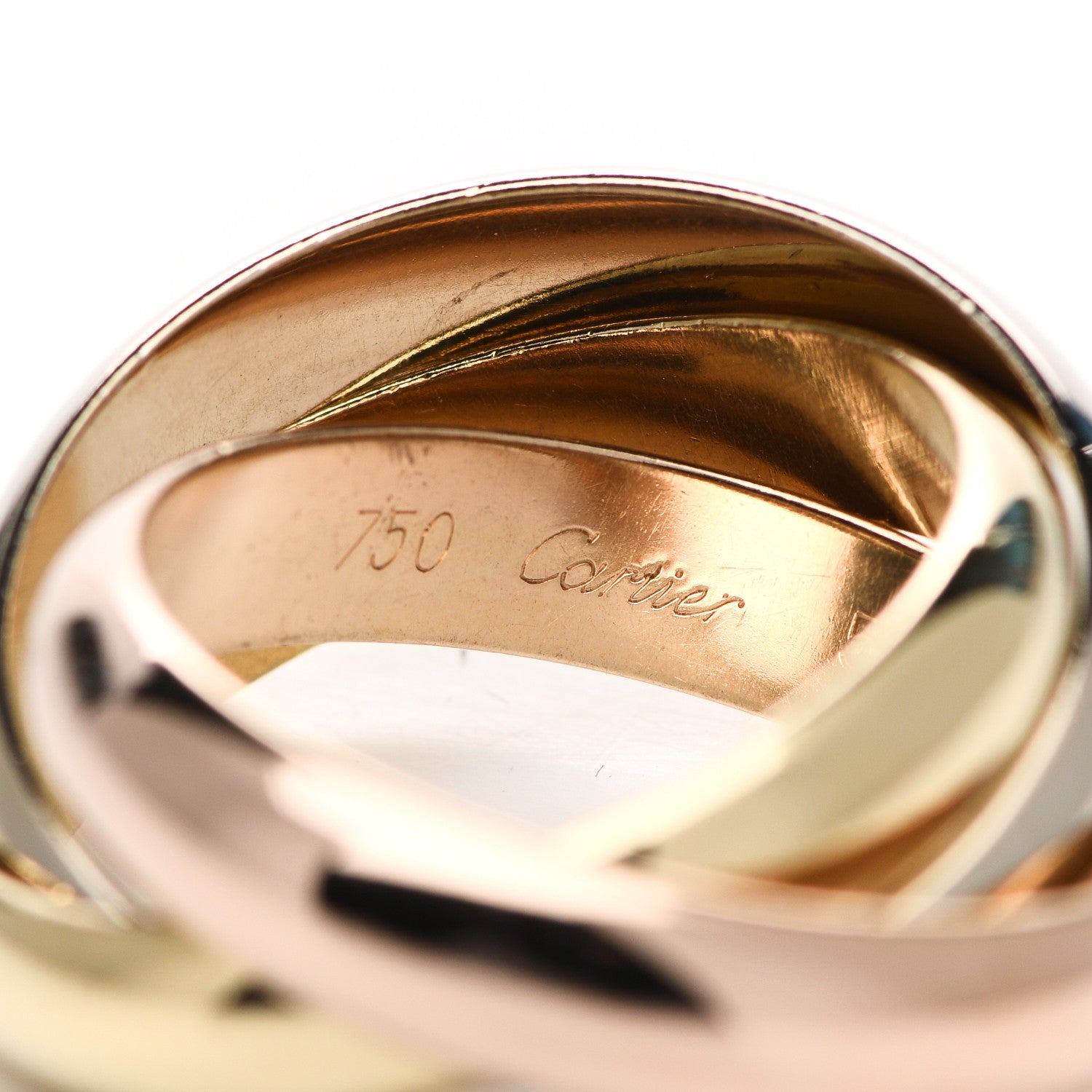 Cartier 18K Pink Yellow White Gold Trinity Ring 53 6.25 4 of 6