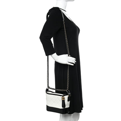 Chanel Aged Calfskin Quilted Small Gabrielle Hobo Black White 2 of 11