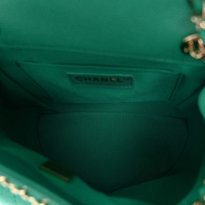 Chanel Caviar Quilted Medium Duma Pockets Drawstring Backpack Green 5 of 10