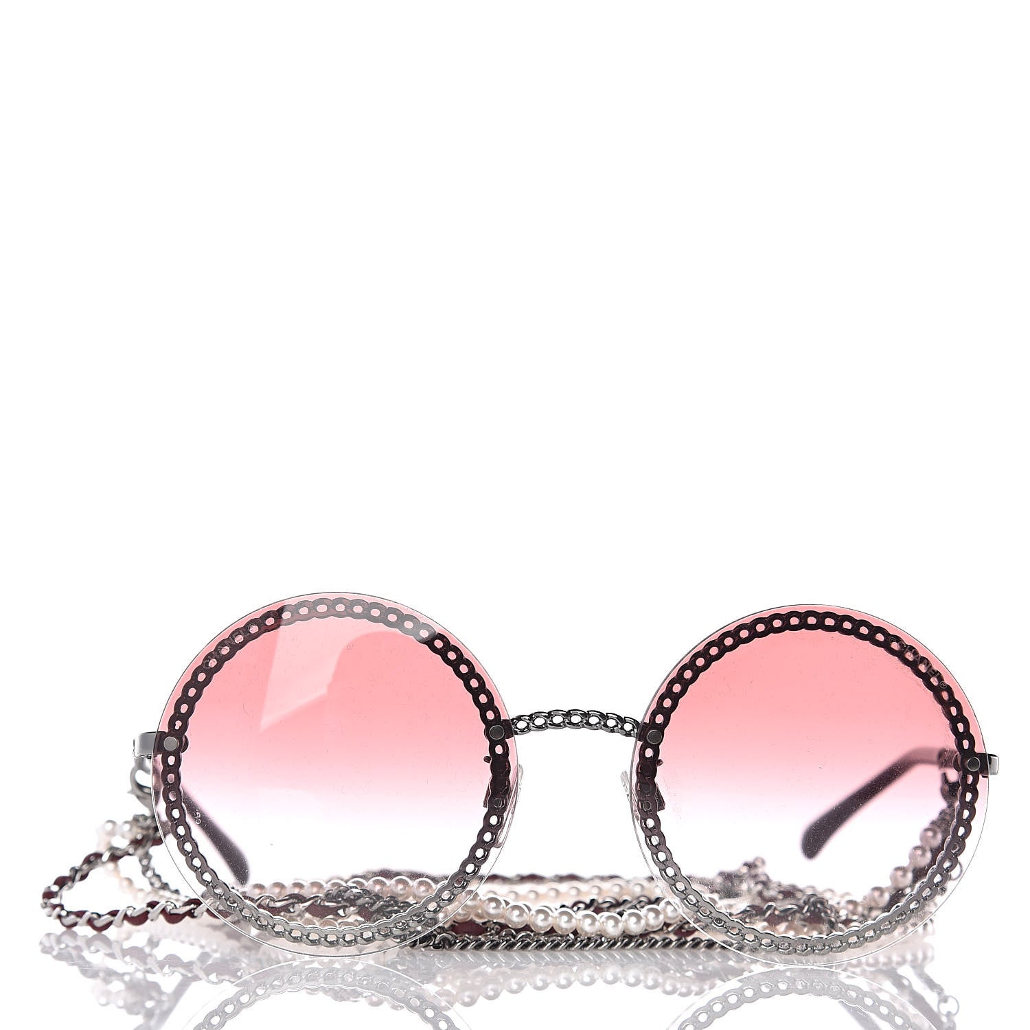 Chanel Round Removable Triple Hanging Chain Sunglasses 4245 Pink Silver 3 of 8
