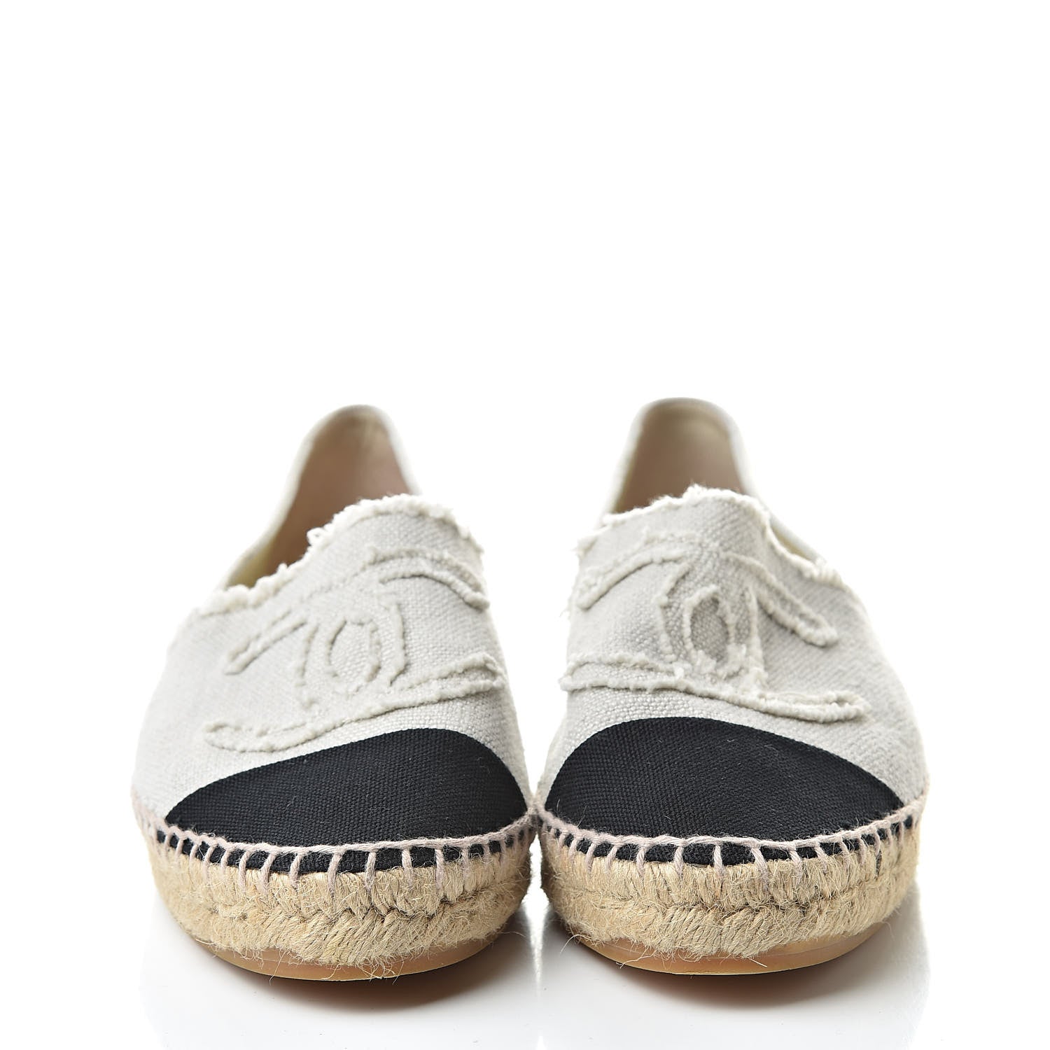 Chanel Linen CC Espadrilles 40 Beige Black 2 of 10