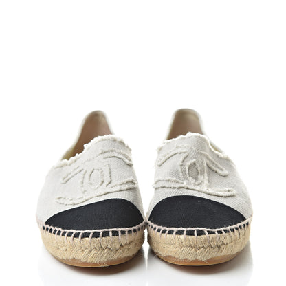 Chanel Linen CC Espadrilles 40 Beige Black 2 of 10