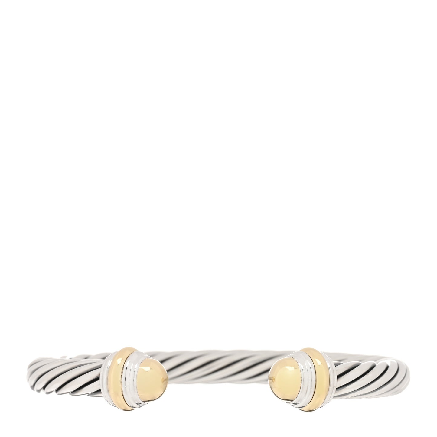 Sterling Silver 14K Yellow Gold 7mm Cable Classics Dome Bracelet