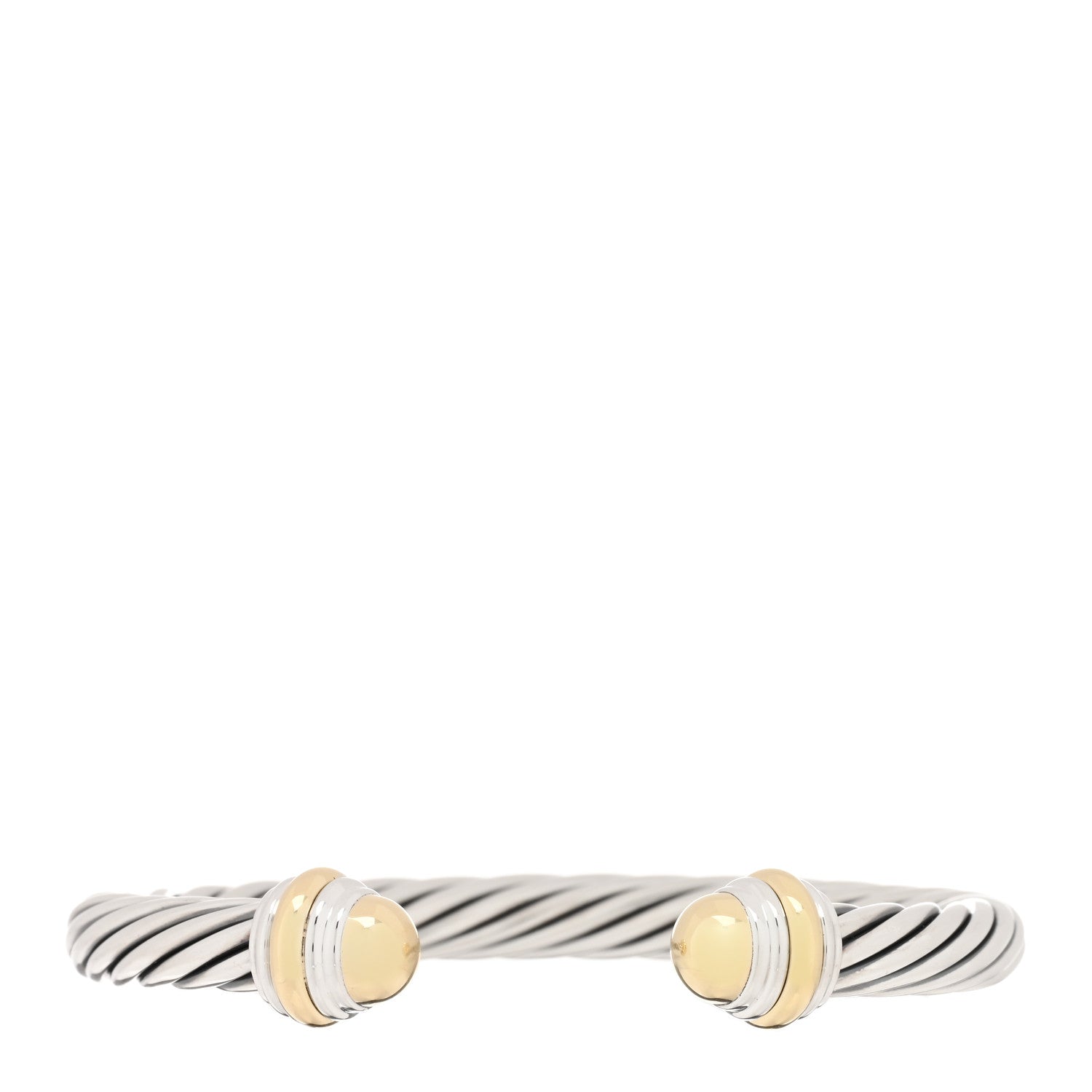 David Yurman Sterling Silver 14K Yellow Gold 7mm Cable Classics Dome Bracelet 1 of 3