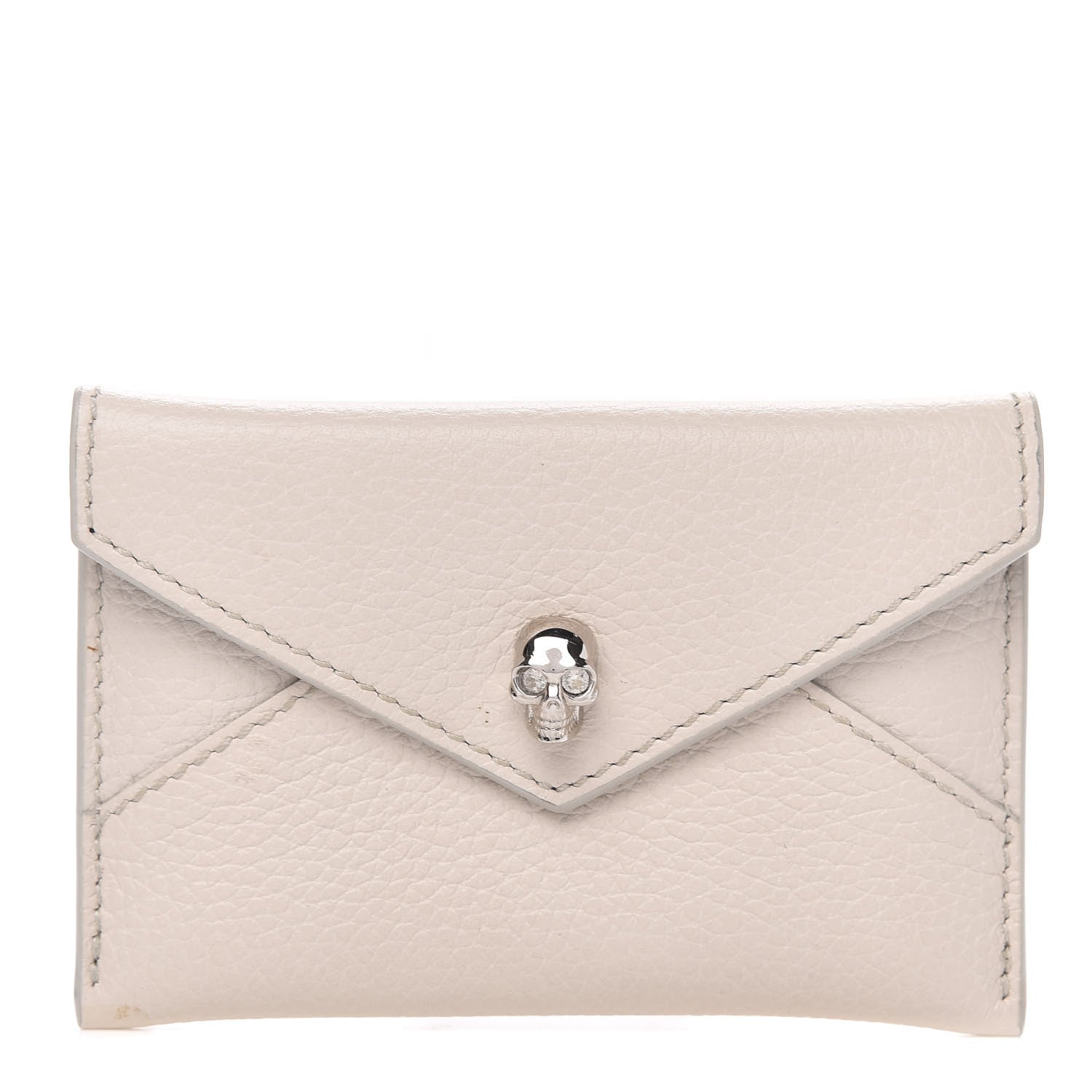 Alexander McQueen Calfskin Skull Envelope Card Holder Off White 1 of 8