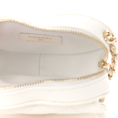 Chanel Lambskin Quilted CC In Love Heart Clutch With Chain White 5 of 11