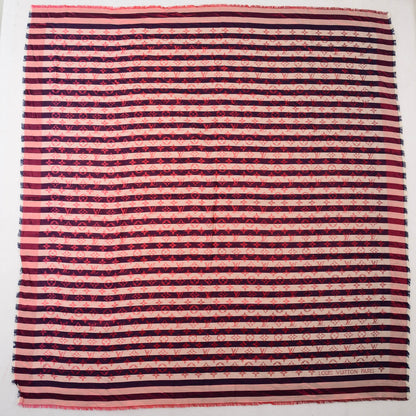 Louis Vuitton Silk Wool Monogram Striped Shawl Scarf Multicolor 3 of 5