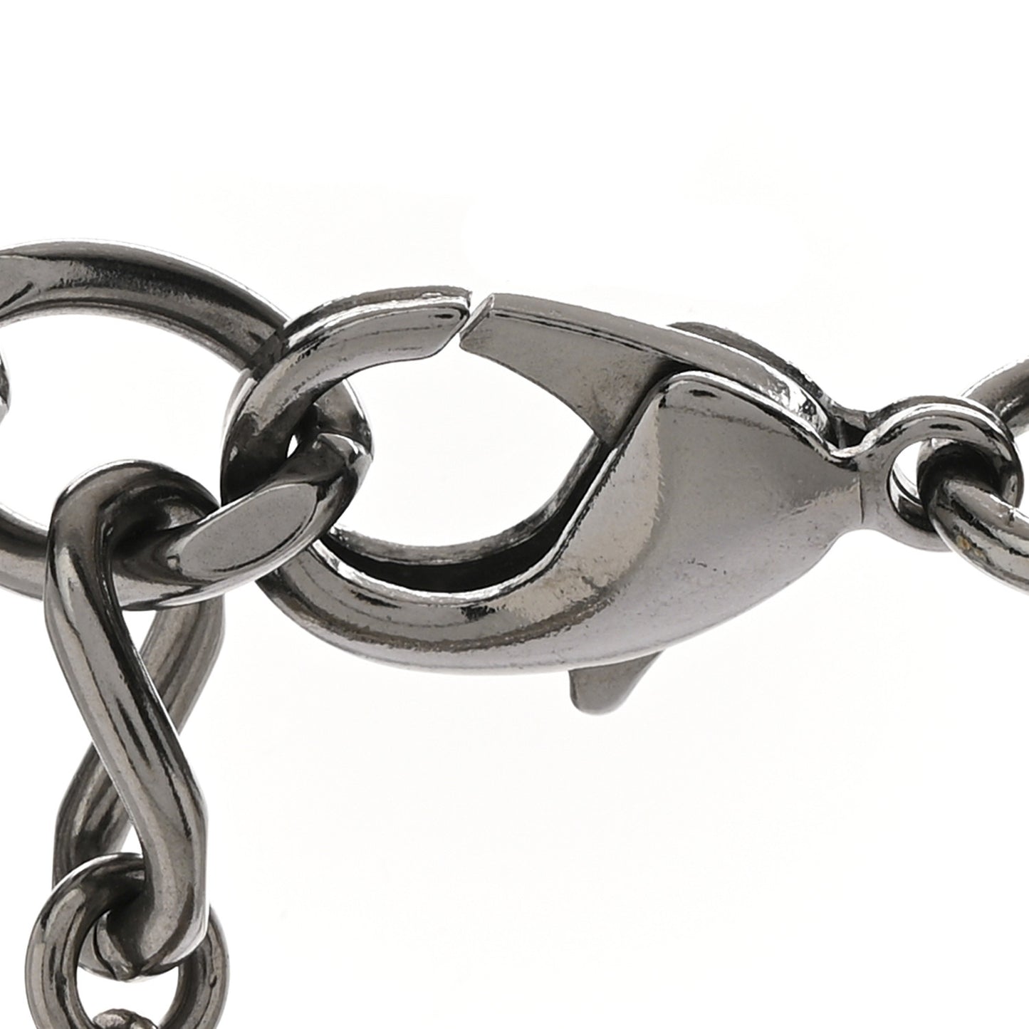 Metal Crystal CC Chain Choker Necklace Ruthenium