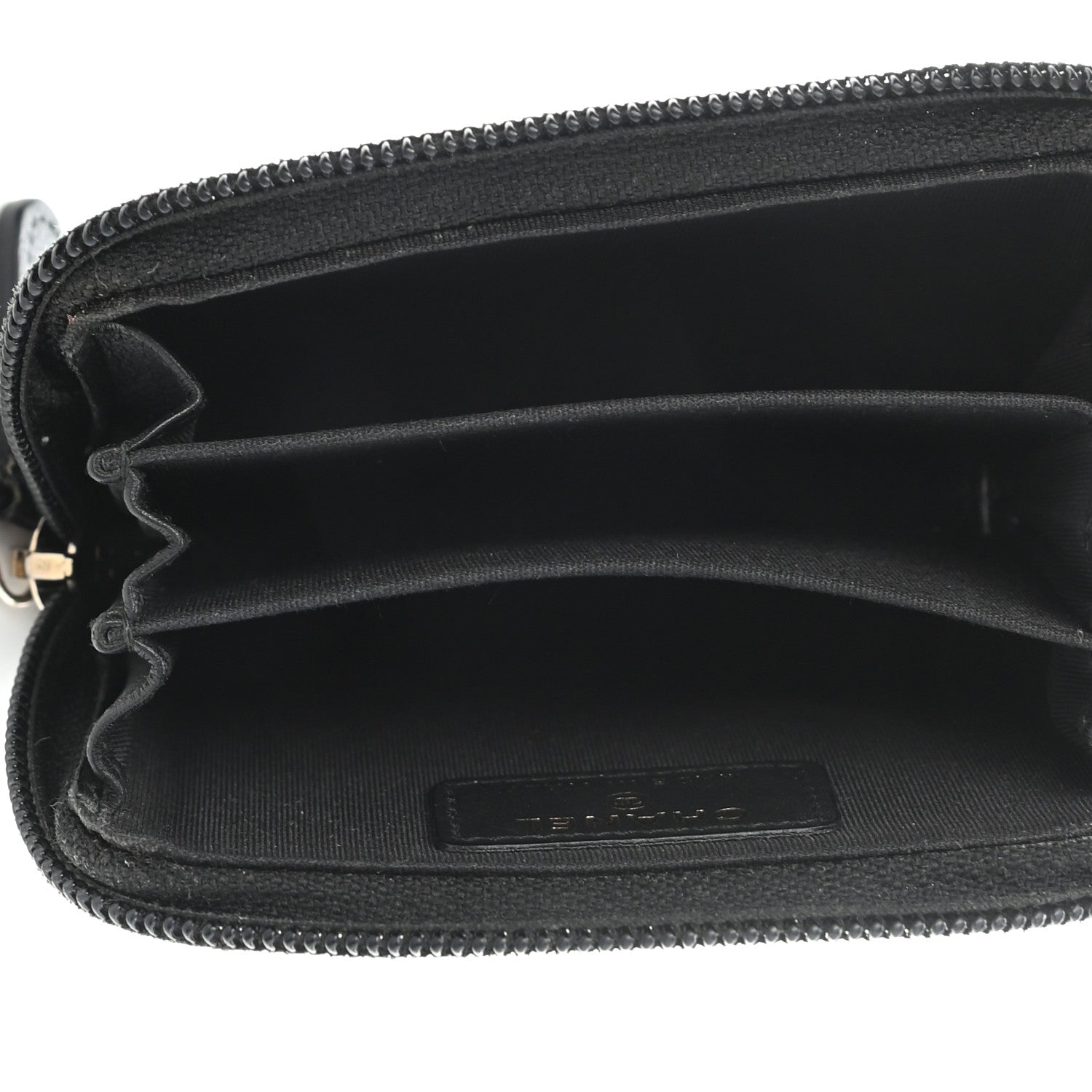 Chanel Caviar Quilted Boy Zip Around Coin Purse Wallet Black 5 of 10