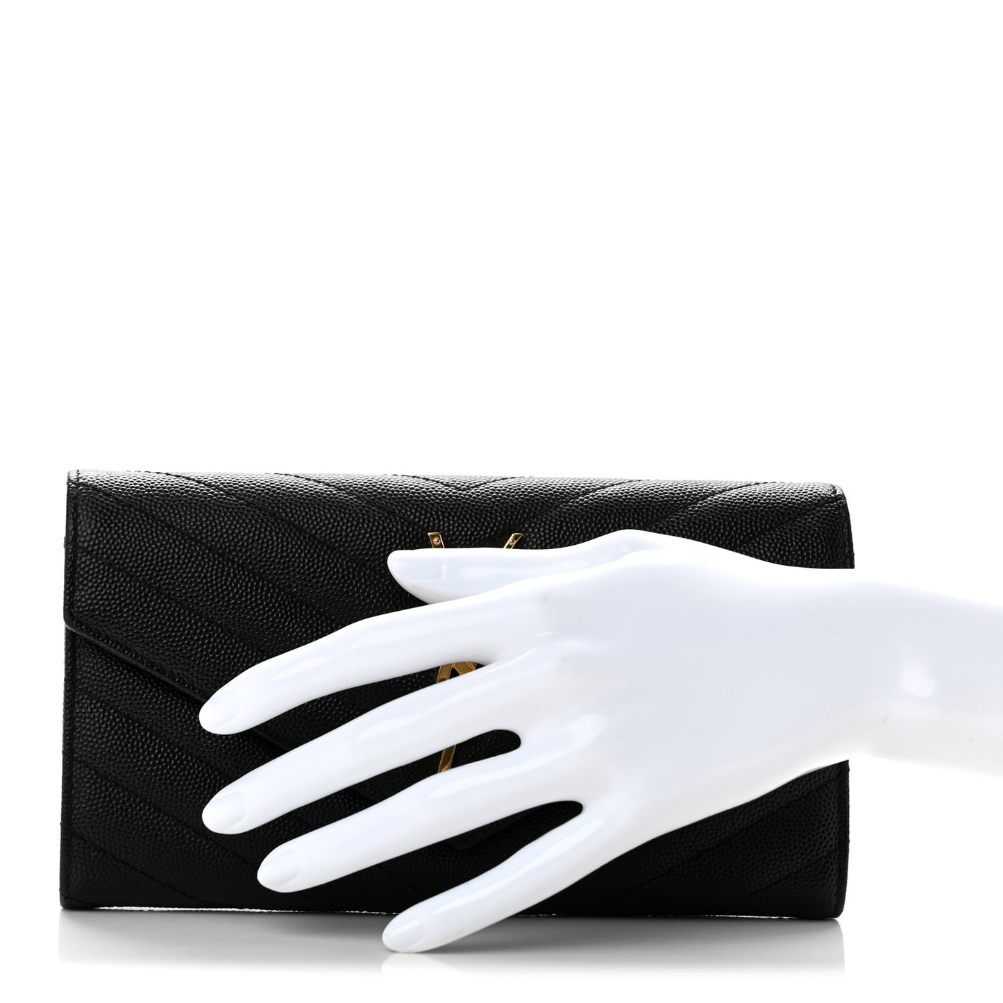 Grain De Poudre Matelasse Chevron Monogram Flap Wallet Black