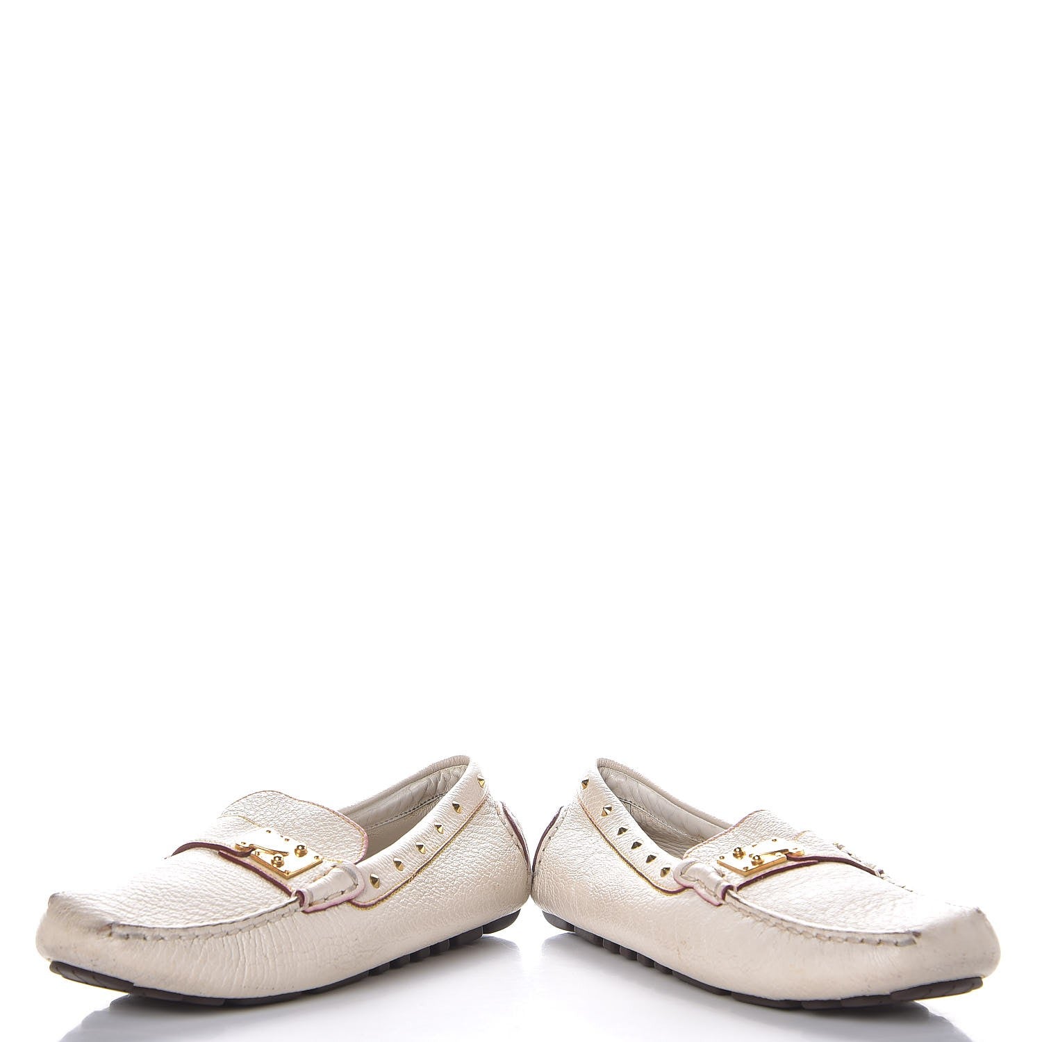Louis Vuitton Goatskin Studded Suhali Loafers 35.5 Off White 6 of 17