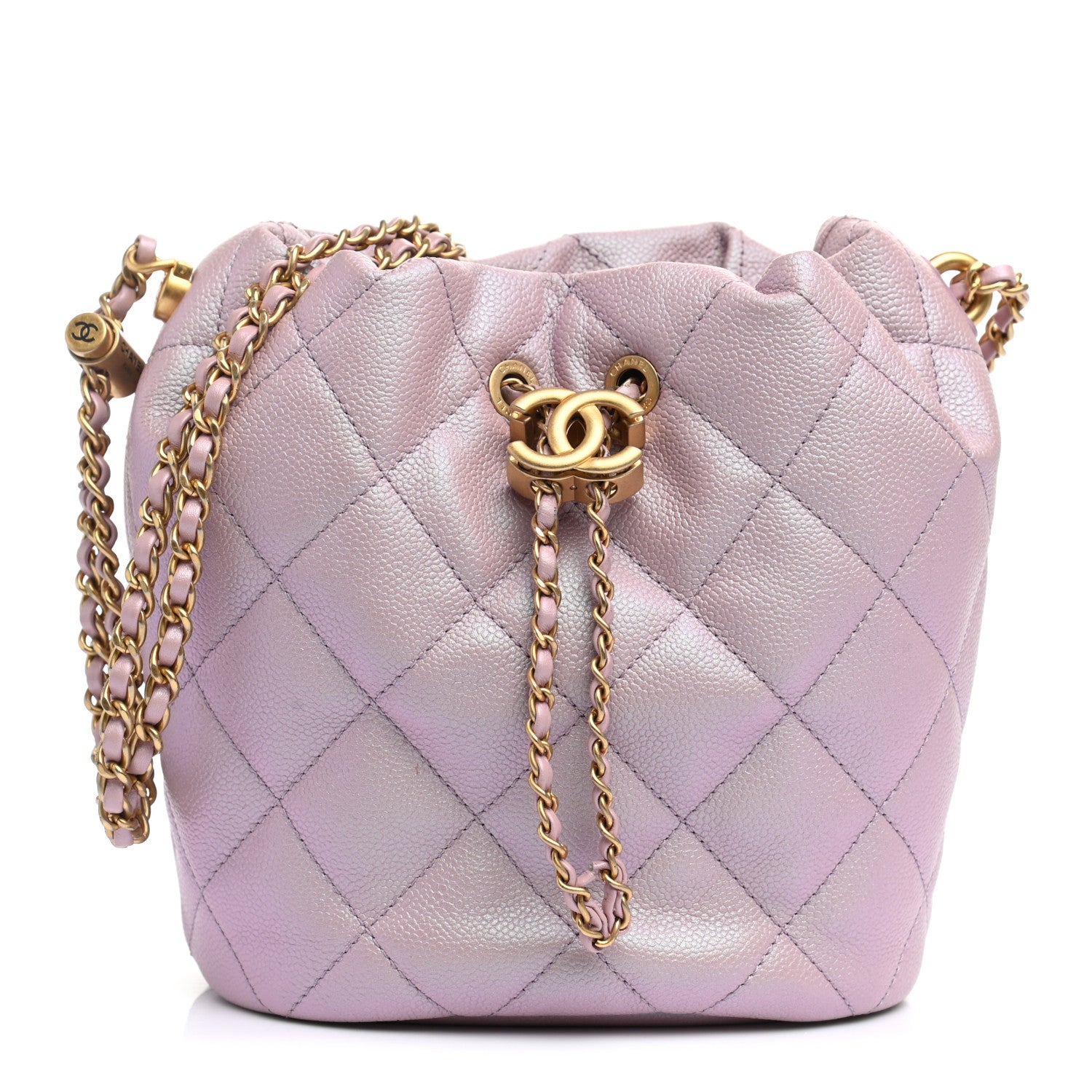 Chanel Iridescent Caviar Quilted My Perfect CC Bucket Drawstring Bag Pink 1 of 11