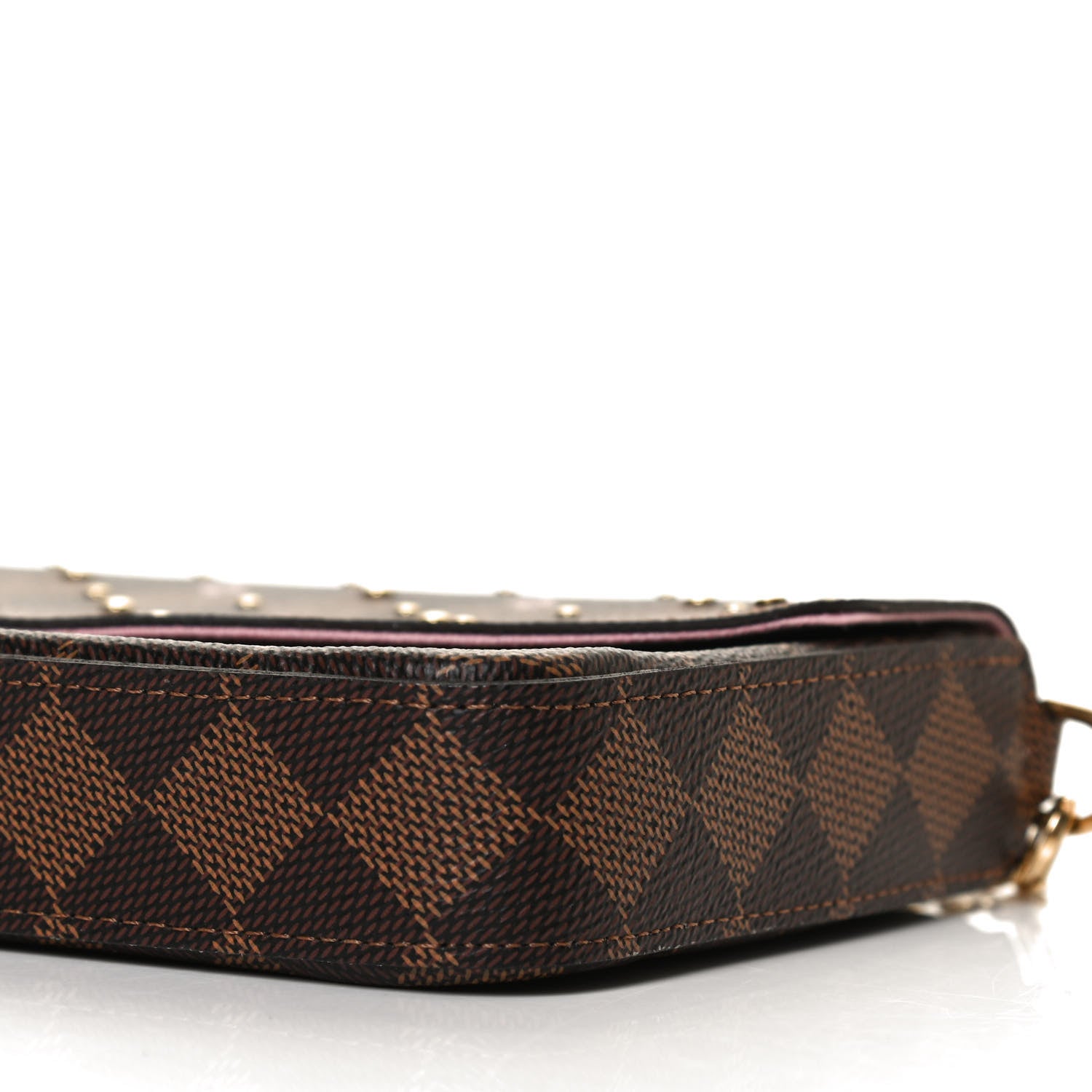 Louis Vuitton Damier Ebene Studded Pochette Felicie Chain Wallet 9 of 12