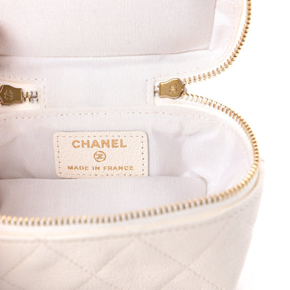 Chanel Caviar Quilted Mini Top Handle Vanity With Chain White 8 of 11