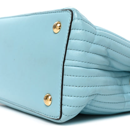 Fendi Shiny Nappa Trapuntata Small DotCom Click Top Handle Chain Satchel Light Blue 10 of 10