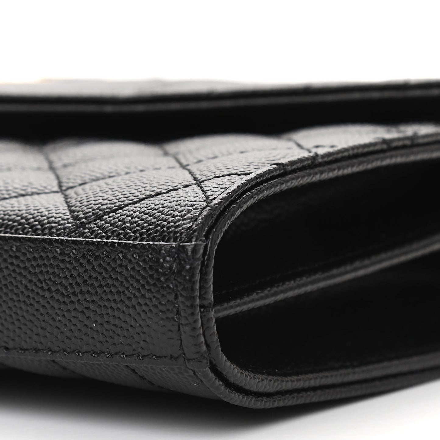 Grain De Poudre Mixed Matelasse Triquilt Monogram Chain Wallet Black