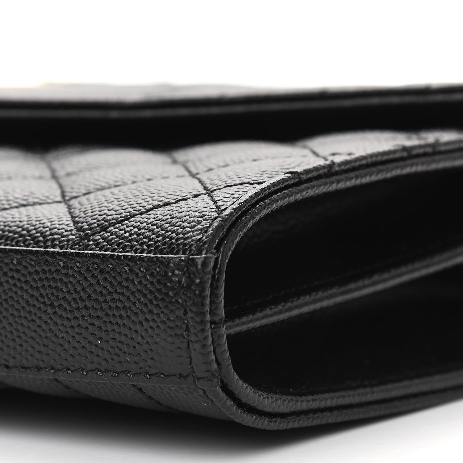 Saint Laurent Grain De Poudre Mixed Matelasse Triquilt Monogram Chain Wallet Black 11 of 13