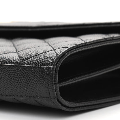 Saint Laurent Grain De Poudre Mixed Matelasse Triquilt Monogram Chain Wallet Black 11 of 13
