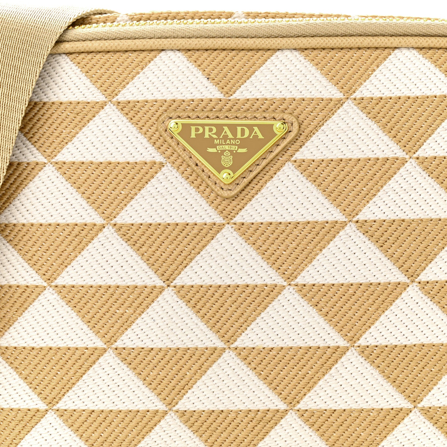 Prada Jacquard Saffiano Triangolo Symbole Embroidered Medium Shoulder Bag Corda Talco 8 of 10