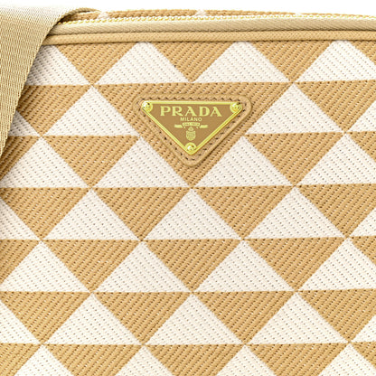 Prada Jacquard Saffiano Triangolo Symbole Embroidered Medium Shoulder Bag Corda Talco 8 of 10