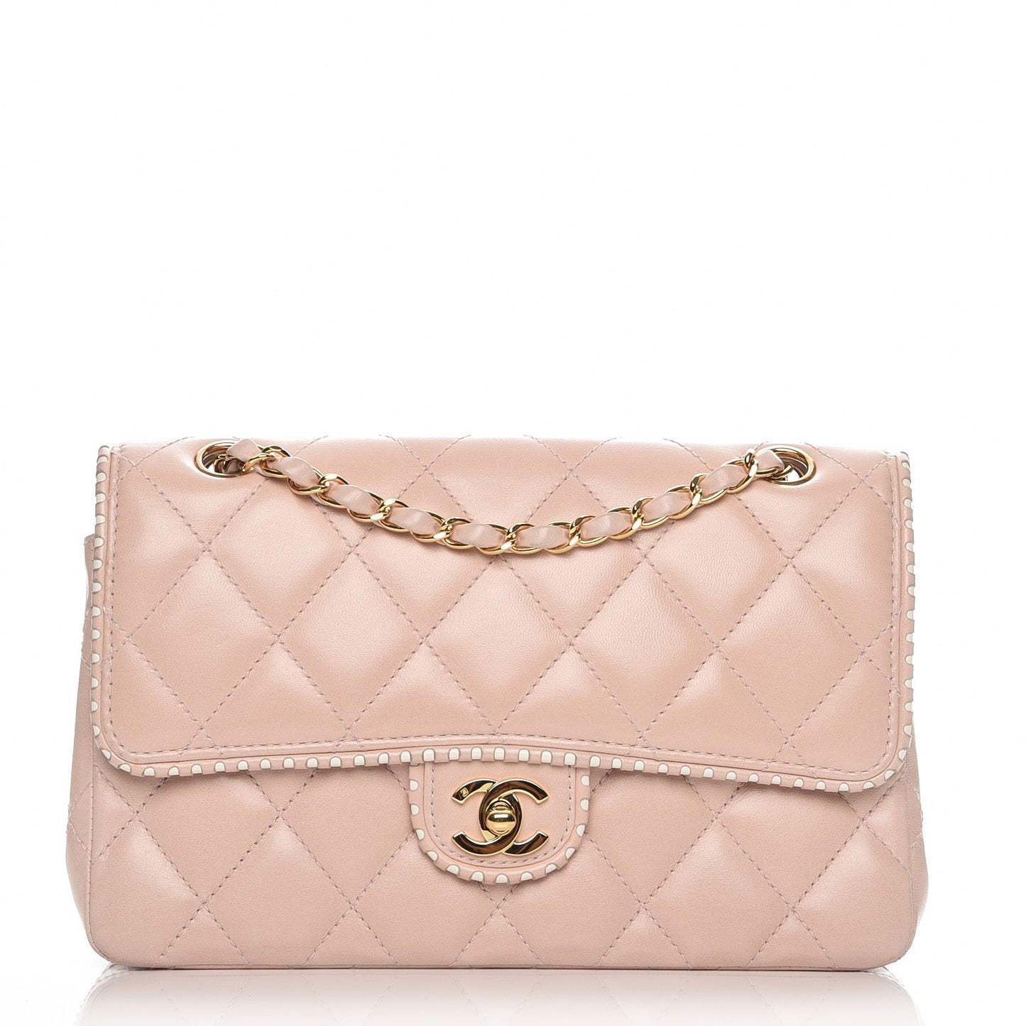 Lambskin Quilted Medium Single Flap Pink