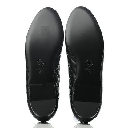 Chanel Aged Calfskin Quilted Cap Toe Ballerina Flats 38.5 Black 4 of 6