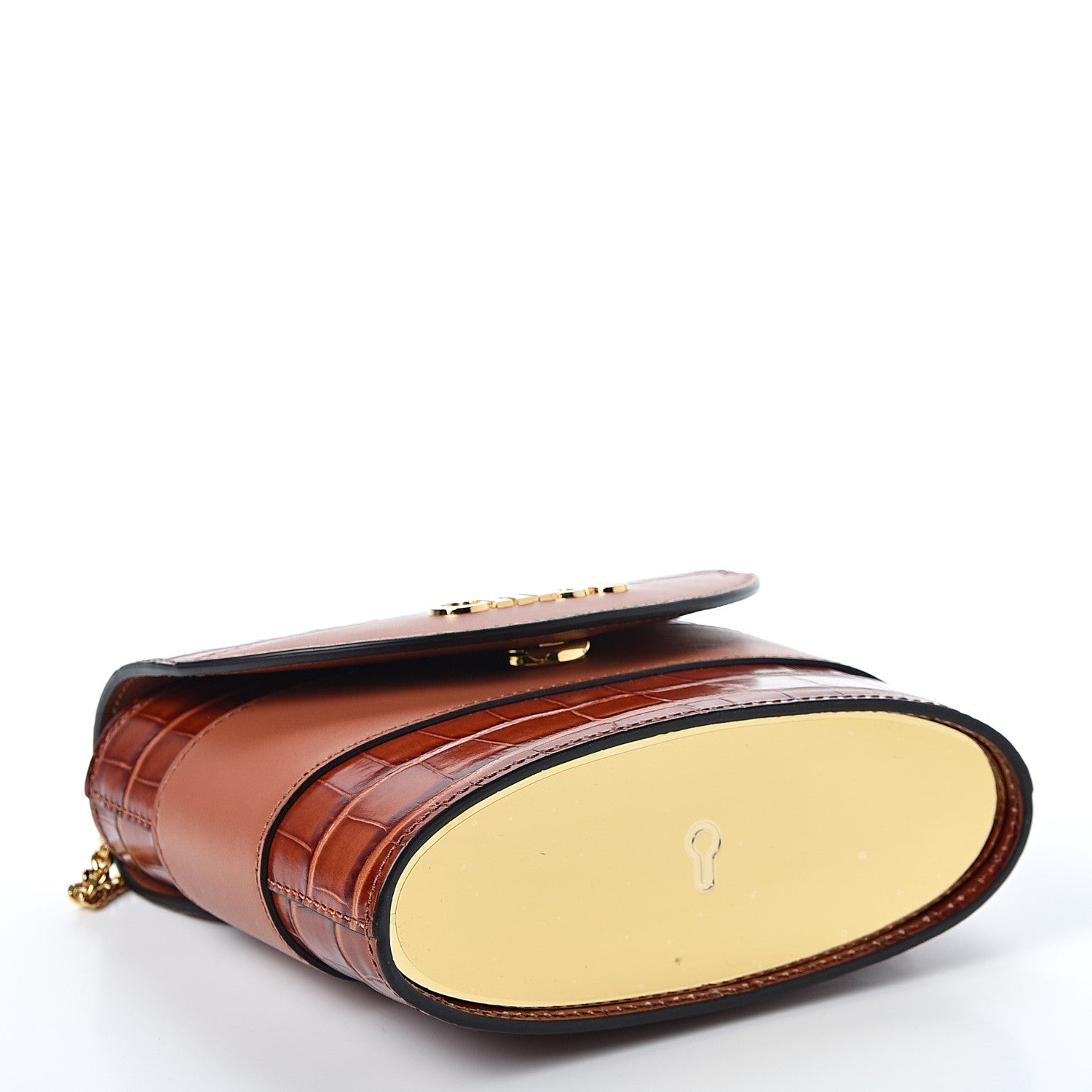 Chloe Calfskin Crocodile Embossed Small Aby Lock Chestnut Brown 3 of 9