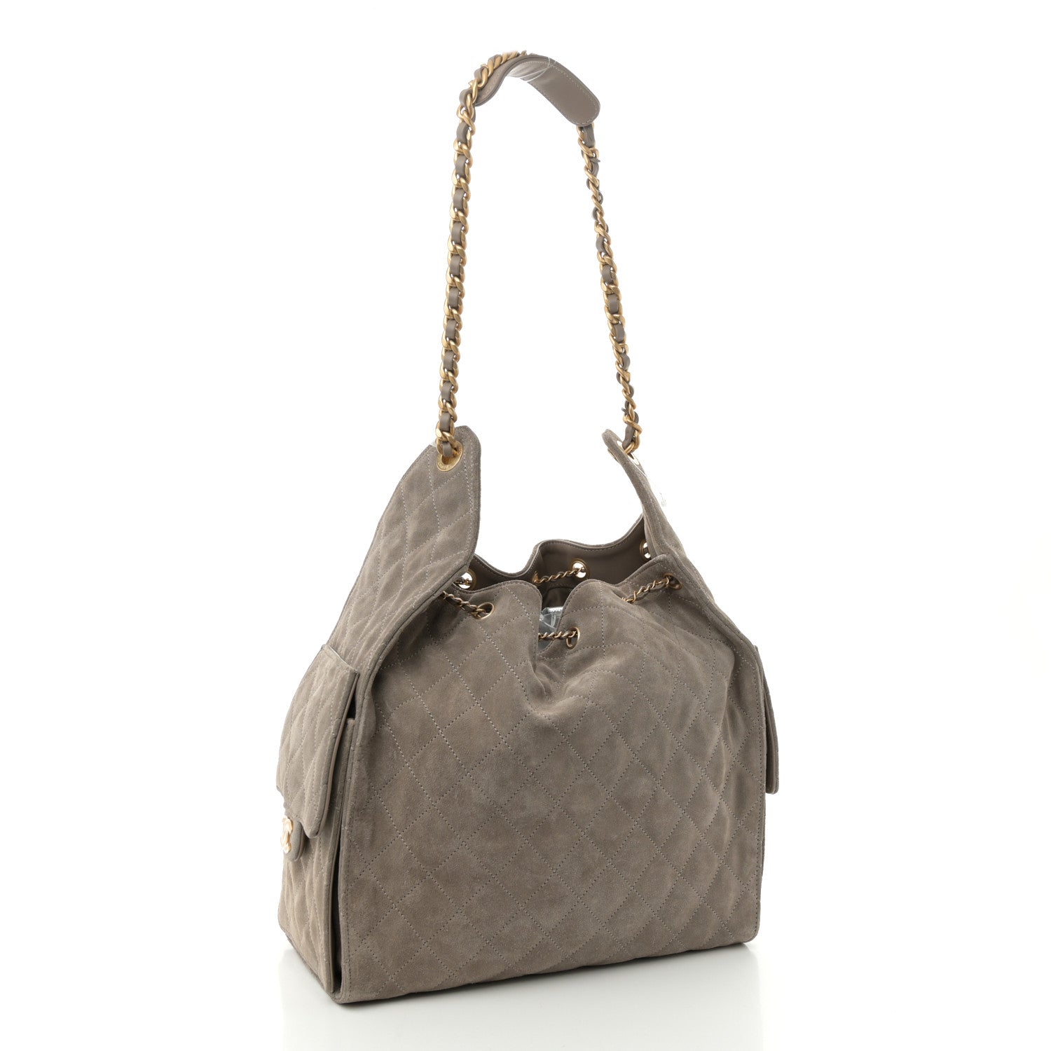 Chanel Suede Quilted Medium Chanel 25 Handbag Grey 4 of 11