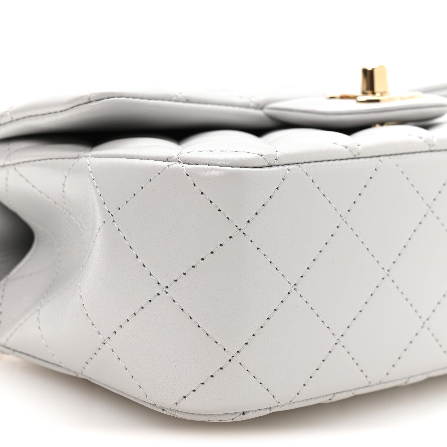 Lambskin Quilted Mini Top Handle Rectangular Flap Grey