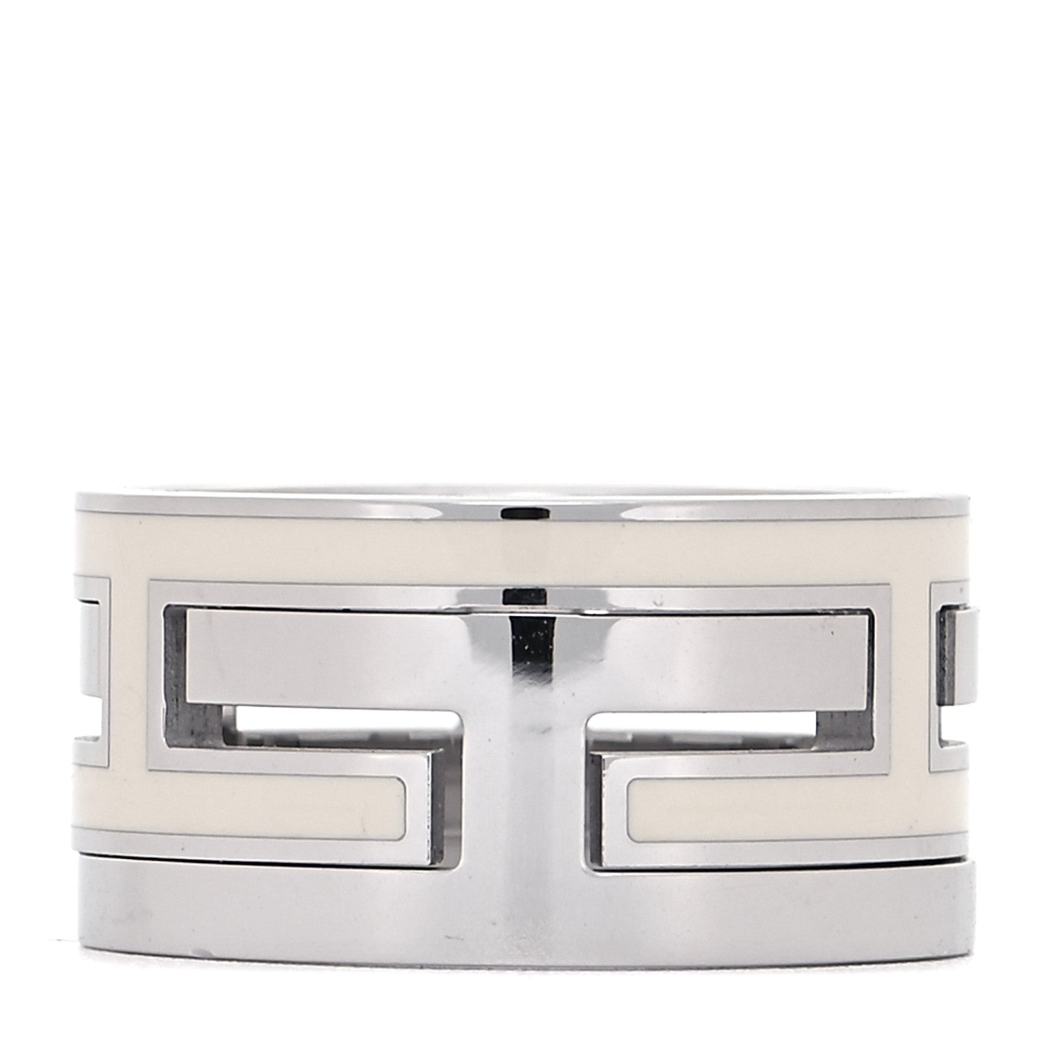 Hermes Sterling Silver Enamel Arcane Move H Ring 50 5.5 White 3 of 5