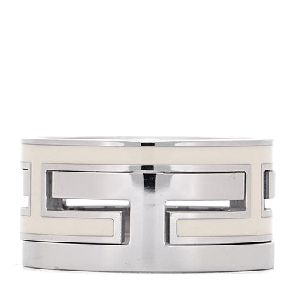 Hermes Sterling Silver Enamel Arcane Move H Ring 50 5.5 White 3 of 5