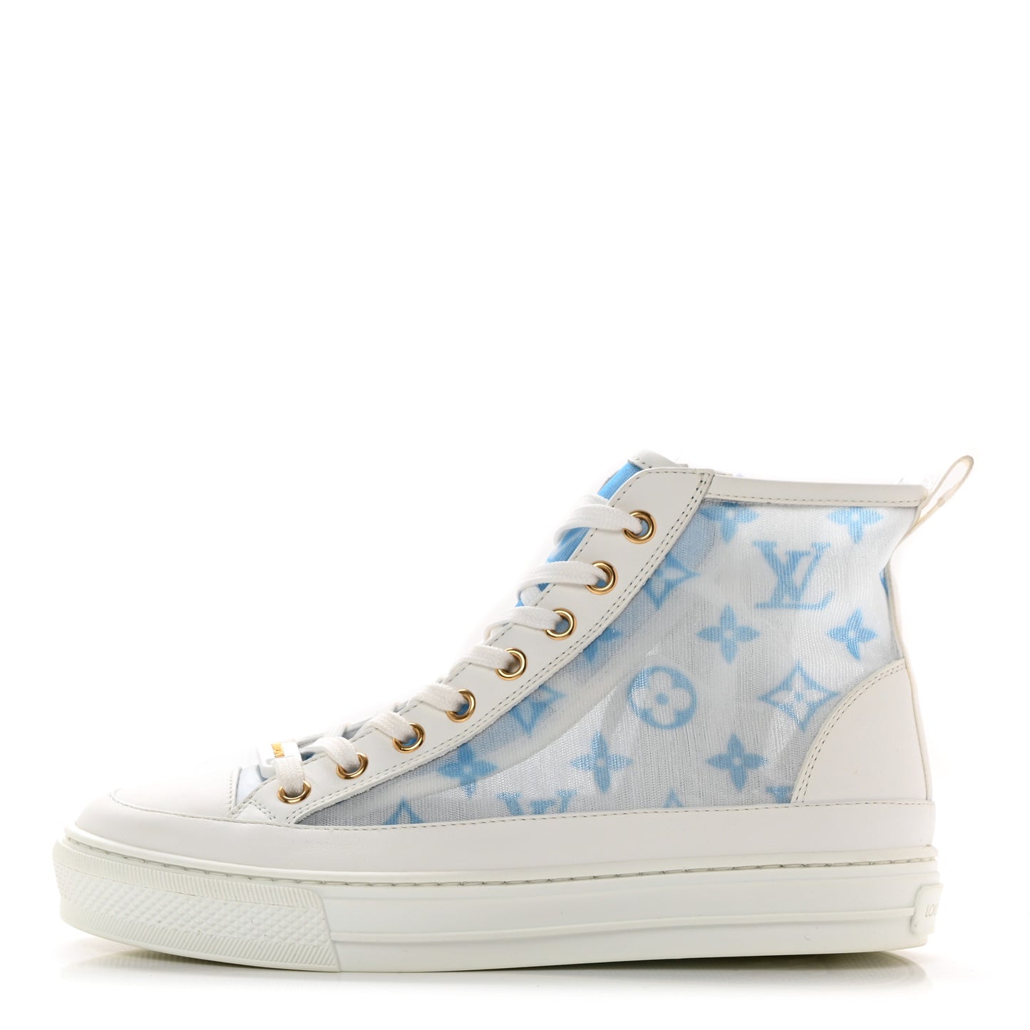 Technical Fabric Calfskin Monogram Printed Stellar Sneaker Boots 35.5 Blue