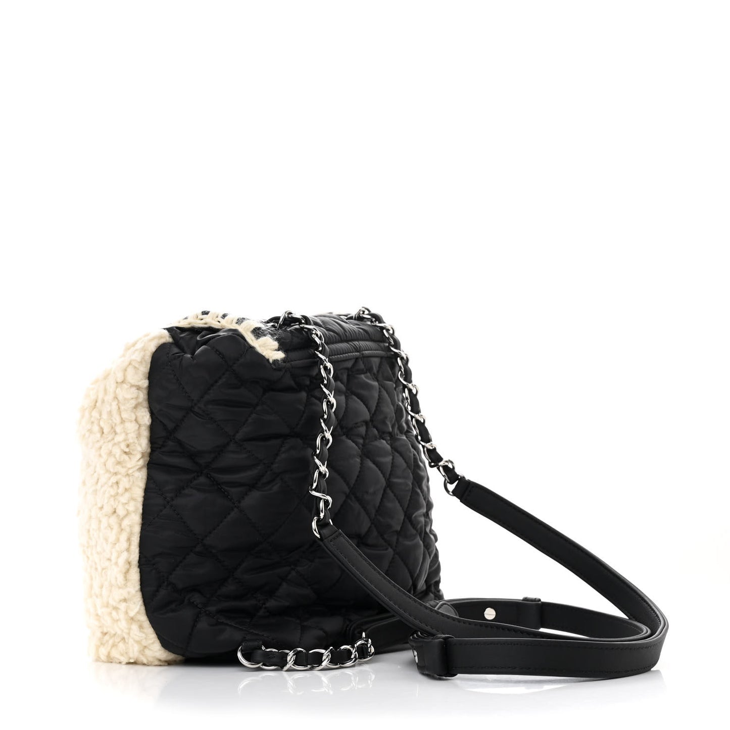 Wool Nylon Quilted Coco Neige Backpack Black Ecru