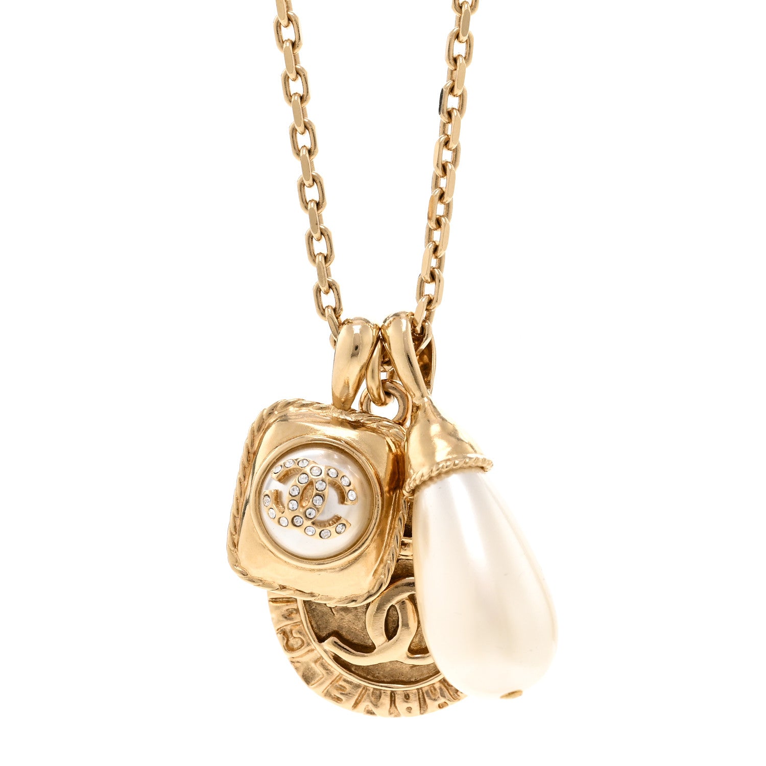 Chanel Crystal Pearl Necklace Gold 4 of 6