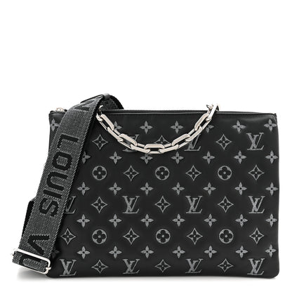 Louis Vuitton Lambskin Embossed Monogram Coussin MM Black Gray 1 of 9