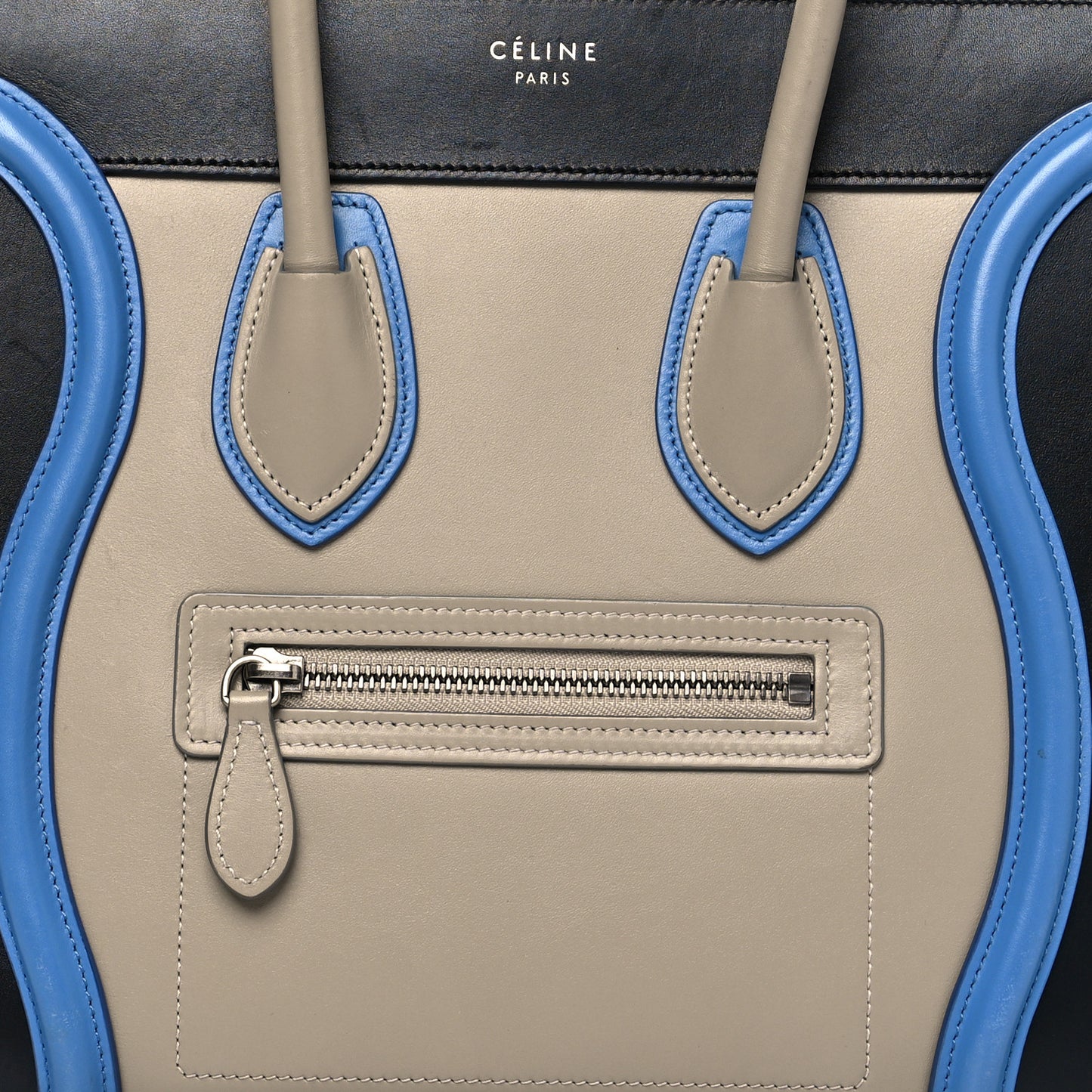 Shiny Smooth Calfskin Micro Tri-Color Luggage Quartz